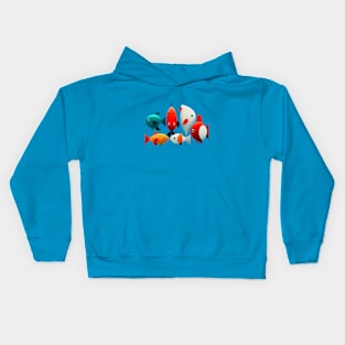 Six Fish in Funny Shapes Kids Hoodie